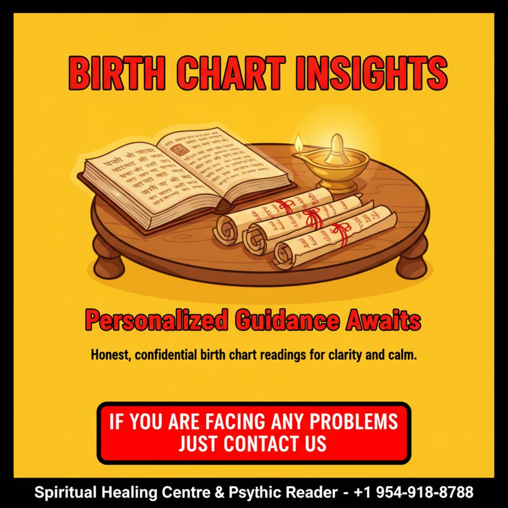 Birth chart reading setup with Kundli and lamp in Deerfield Beach
