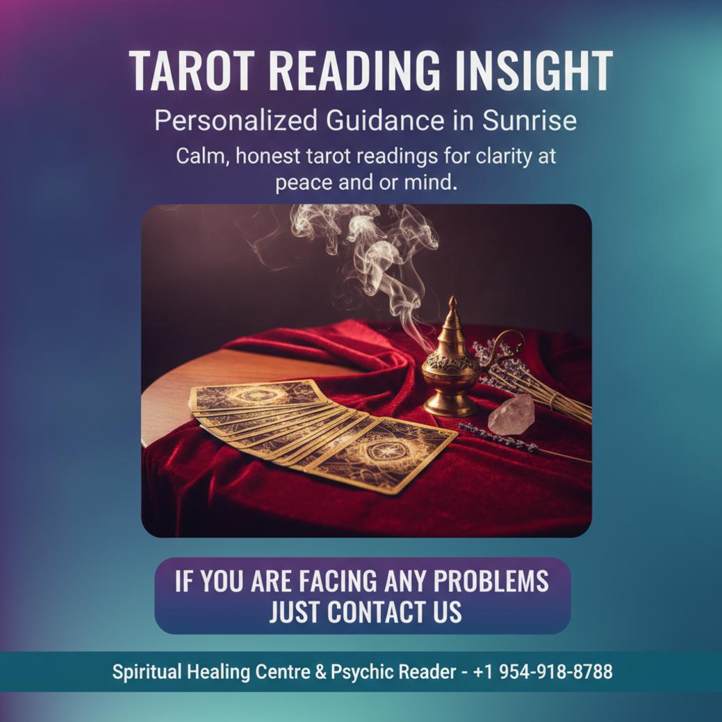 calm tarot reading setup with cards and incense in Sunrise, FL