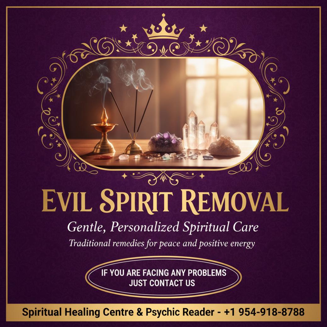 Evil spirit removal ritual setup with spiritual items in Hialeah, FL