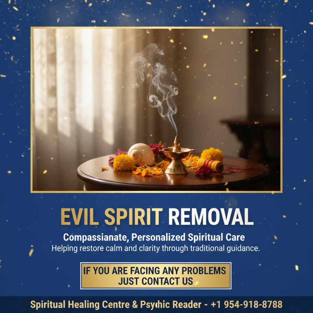 Evil spirit removal ritual items with warm light in Sunrise, FL room