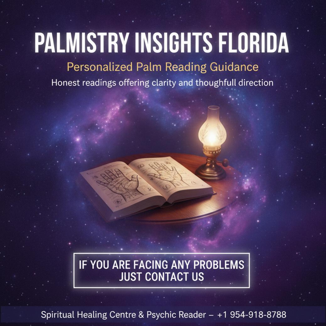 Palmistry reading setup with charts softly lit representing palmistry in Florida