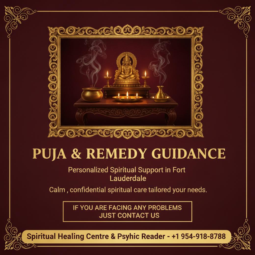 Traditional pooja setup with spiritual items for pandit remedies Fort Lauderdale