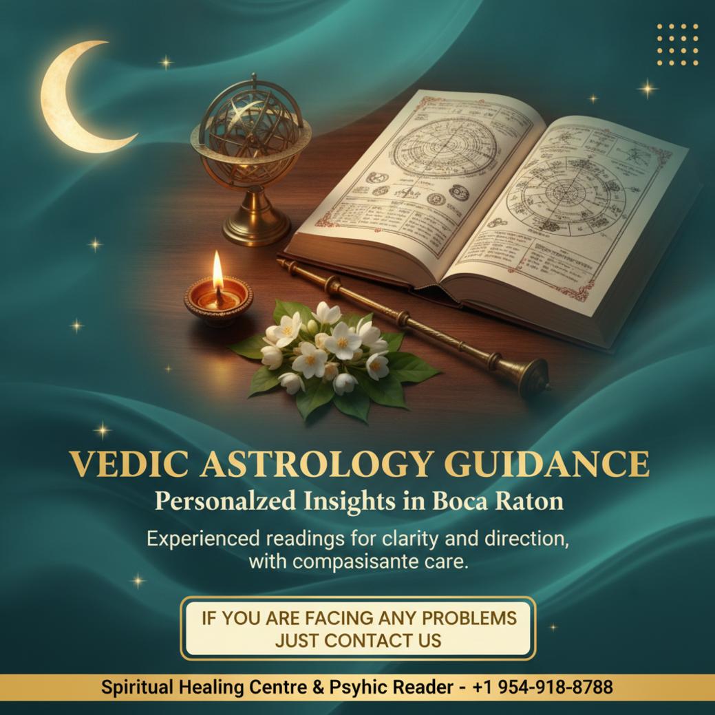 Trusted Vedic Astrologer in Boca Raton, FL Vedic astrology tools and book on wooden table Boca Raton