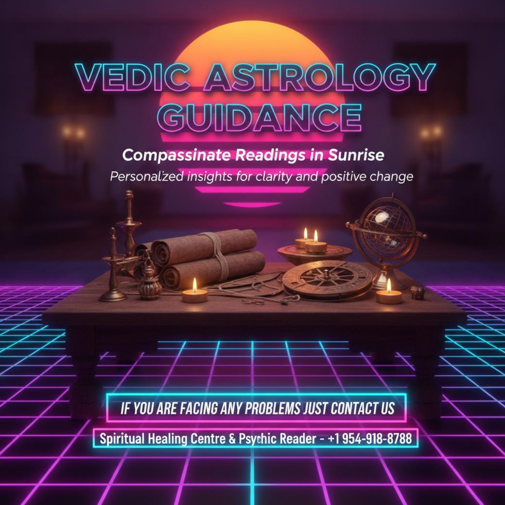 How a Vedic Astrologer in Sunrise Can Guide Your Path Vedic astrology tools and manuscripts on a wooden table in Sunrise, FL